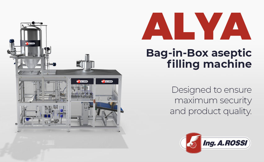3D rendering of Alya, Bag-in-Box aseptic filler machine designed by Eng. A. Rossi
